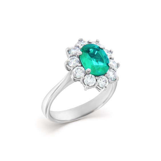 Anello Roman Gioielli Donna PRINCIPESSA in Oro bianco Smeraldo 1.76 Ct AN.SME-J-2 - AN.SME-J-2
